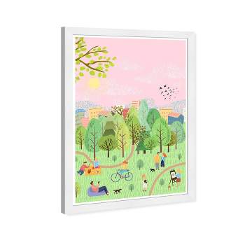 13" x 19" The Park Entertainment and Hobbies Framed Wall Art Green/Pink - Olivia's Easel