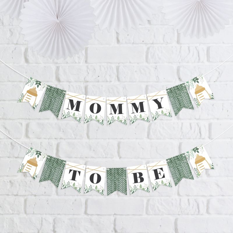 Big Dot of Happiness Boho Botanical Baby - Greenery Baby Shower Mini Pennant Banner - Mommy To Be, 1 of 8