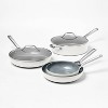 12pc Nonstick Ceramic Coated Aluminum Cookware Set Cream - Figmint