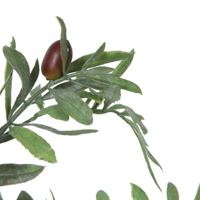 27" Potted Artificial Green Olive Tree in White Container
