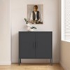 VYNXARIA Black Metal Storage Cabinet with Doors and Adjustable Shelves for Home Office Gym - 2 of 4