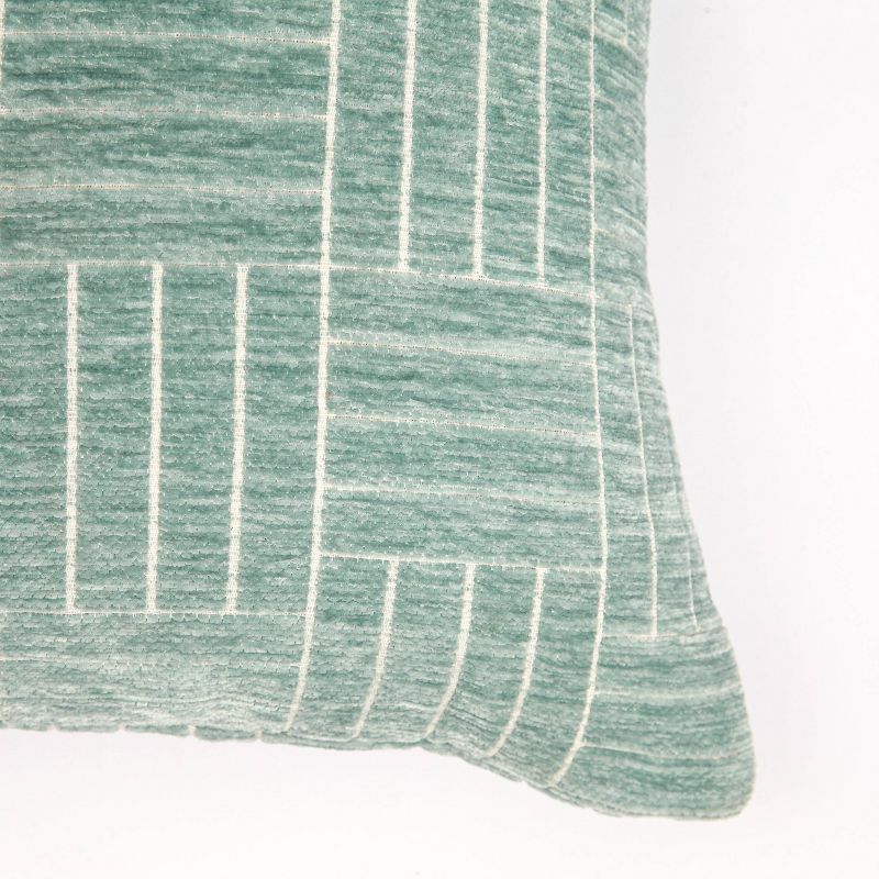 Staggered Striped Chenille Woven Jacquard Square Throw Pillow - freshmint, 4 of 7