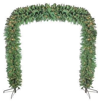 Northlight 9' x 8' Prelit Artificial Christmas Commercial Pine Archway Decoration - Clear Lights