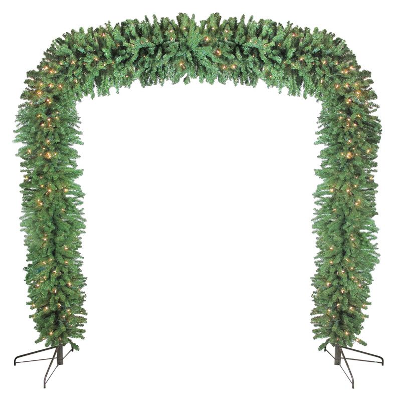 Northlight 9' x 8' Prelit Artificial Christmas Commercial Pine Archway Decoration - Clear Lights, 1 of 4