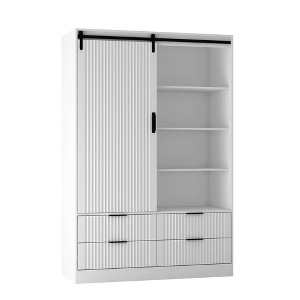 TIRAMISUBEST Austral 3 Door Armoire with Drawers - Mobile Lateral Filing Cabinet, Locking Wheels, Adjustable Shelf - 1 of 4