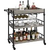 Coucheta 3-Tier Industrial Bar Cart with Wine Rack & Glass Holder, Rolling Serving Cart with Removable Tray, - 2 of 4