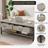 41 inch Coffee Table with 2 Drawers & Open Shelf, Vintage Farmhouse Rectangle Center Table with Storage for Living Room, Easy Assembly & Cleaning - 3 of 4