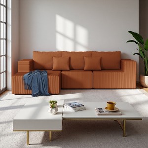 108.3" Corduroy L-Shaped Modular Sectional Sofa, 3-Piece Set - 1 of 4