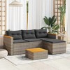 vidaXL 3-Piece Outdoor Patio Sofa Set - Gray Poly Rattan with Weather-Resistant Acacia Wood Tabletop and Washable Cushions - 2 of 4