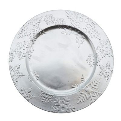 Silver Snowflake Design Christmas Charger Plates, Set of 4