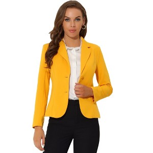 Allegra K Women's Elegant Work Office Lapel Collar Button Down Regular Fit Suit Blazer - 1 of 4
