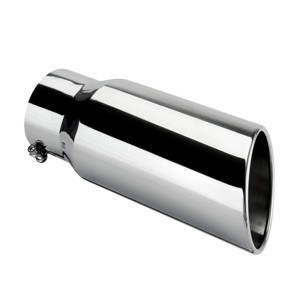 GOTGELIF 4" Inlet 5" Outlet Stainless Steel Car Exhaust Tip Exhaust Muffler with Rolled Edge - 1 of 4