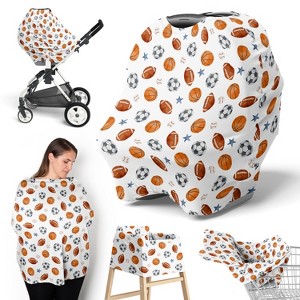 Sweet Jojo Designs Boy 5-in-1 Multi Use Baby Nursing Cover Watercolor Sports Theme Multicolor - 1 of 4