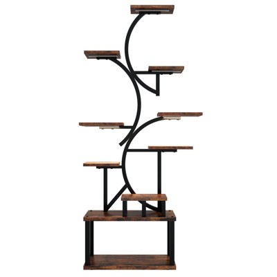 SEVOBAL Planter Stands and Holders S Shaped Indoor Stable Structure DIY Plant Holder Multi Flower Stands for Home, Brown, 33.86"*5.12"*68.5"