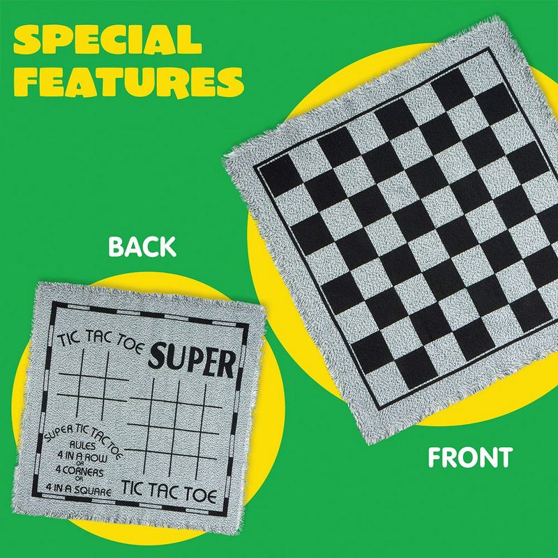 Syncfun 3-in-1 Vintage Giant Checkers and Tic Tac Toe Game with Reversible Mat, 24 Chips, Family Board Game, Lawn Game, 4 of 8
