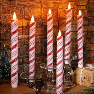6 Pcs Christmas Flameless Taper Candles 10.6 Inch Candles Battery Operated LED Christmas Candlesticks - 1 of 4