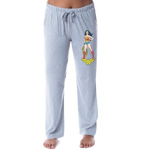 DC Womens' Wonder Woman Vintage Comic Design Lasso Truth Sleep Pajama Pants Grey - 1 of 3