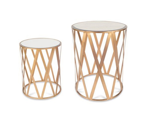 Katrine Clifton Drum Table Set Brushed Gold - Jamesdar