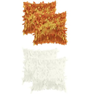 Unique Bargains Solid Color 3D Sequins Leaf Indoor Outdoor Throw Pillow Covers 4 Pcs - 1 of 4