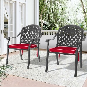 NicBex Aluminum Patio Dining Chairs Set of 2,Outdoor Chairs with Red Cushion and Black Frame,Kitchen Chairs for Dining Room,Patio - 1 of 4