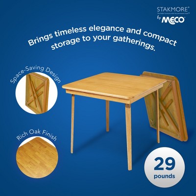 Oak Finish Solid Wood Folding Card Table, 32" Square