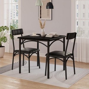 Dining Table Set for 2 with Upholstered Chairs, Kitchen Table and Chairs for 2, 3 Piece Dining Room Table Set - 1 of 4