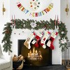 GAOMON Christmas Garland with Lights, 6Ft Battery Operated Garland Christmas Decorations with Poinsettias Ball Ornaments - 2 of 4