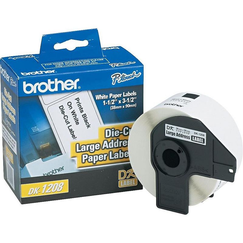 Brother Die-Cut Address Labels 1.4" x 3.5" White 400/Roll DK1208, 4 of 6