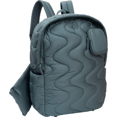 JOAN & DAVID Wave Quilted Puffer Nylon 18 Inch Workbook Backpack 346-SPRUCE One Size
