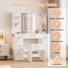 Vanity Desk with Mirror & Lights,Outlet,Hair Dryer Rack,with 7 Drawers & 6 Storage Shelves,3 Color Modes,for Bedroom Dressing Room-Imitation marble - 3 of 4