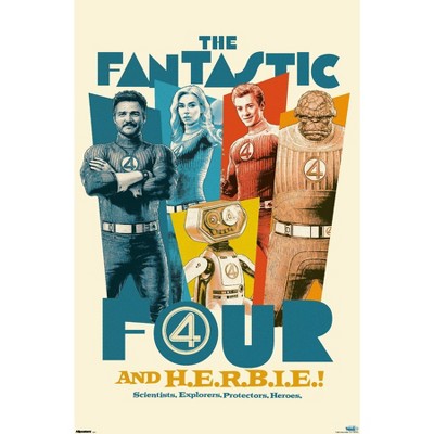 Trends International Marvel Fantastic Four: First Steps (2025) - F4 And H.E.R.B.I.E. Framed Wall Poster Prints