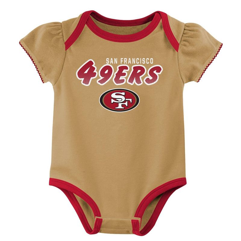 NFL San Francisco 49ers Baby Girls&#39; Onesies 3pk Set, 3 of 5