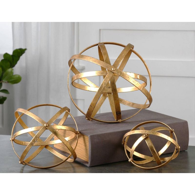 Uttermost Stetson Antiqued Gold Sphere Set of 3, 2 of 3