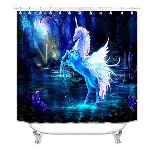 Blue Unicorn Shower Curtains for Bathroom Waterproof Fabric Bath Curtain Durable Soft Stylish Bathroom Decor 72x72 Inch - 1 of 1