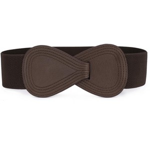 INSPIRE CHIC Women's Interlock 8-shaped Faux Leather Buckle Elastic Belt 1 Pc - 1 of 4