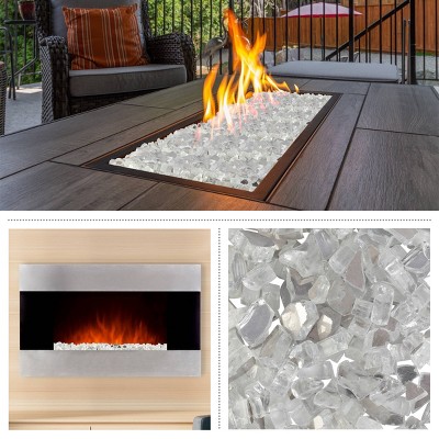 10lb Clear Crushed Glass Rocks for Fire Pits and Vases
