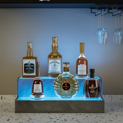 LED Lighted Liquor Bottle Display Shelf Bar Display Shelf, DIY Illuminated Bottle Shelf with App & Remote Control Freestanding Holding Bottles for Home Bar, Party
