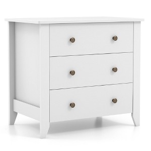 Tangkula 3 Drawer Dresser Chest of Drawers Bedside Table for Living Room Bedroom White - 1 of 4