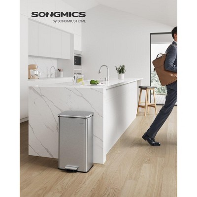 Silver Stainless Steel 10.5 Gallon Step-On Trash Can