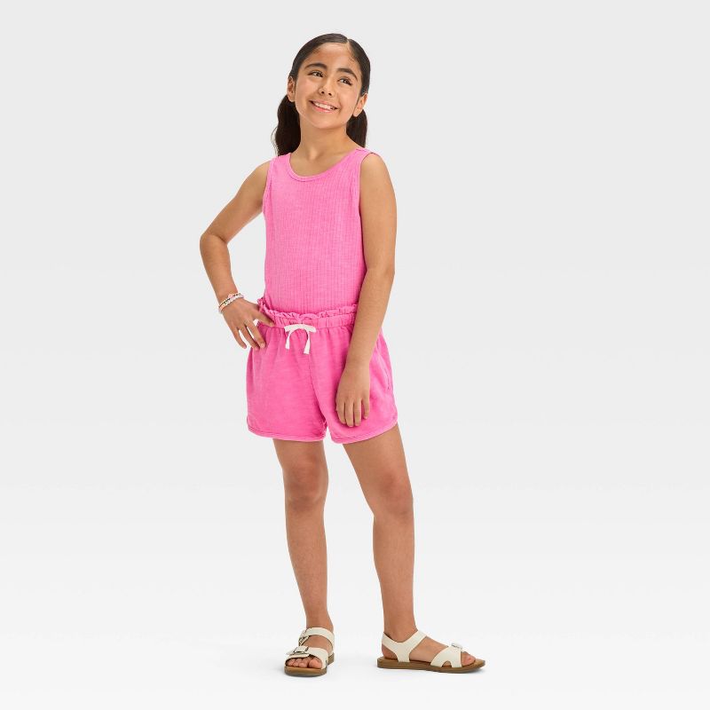 Girls&#39; Sleeveless Ribbed French Terry Romper - Cat &#38; Jack&#8482;, 4 of 5