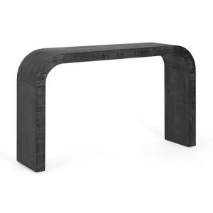 Gulches 52 in Black Rectangular MDF Pine Veneer Console Table with Curved Edge Sled Base Distressed Finish - 1 of 4
