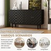 Modern 4-Door Sideboard With Convex Pattern Doors And 2 Silver Handles, Farmhouse Sideboard Storage Cabinet For Living Room Dining Room Kitchen - 2 of 4