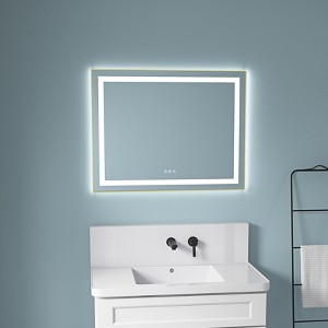 Sapphtopaz Bathroom Wall Mirror,Vanity Mirror with Metal Frame, Wall Mounted Bathroom Mirrors Anti-Fog for Over Sink,Bedroom,Entryway,Living Room - 1 of 4