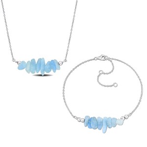 EVERLY JEWELRY | Sterling Silver Gemstone Fancy Bead Necklace and Bracelet Set - Multiple Gemstone option - 1 of 4