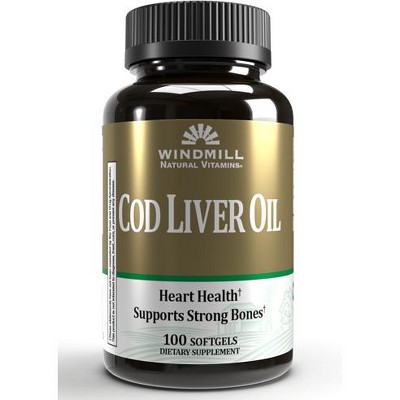 Windmill Natural vitamins Cod Liver Oil Softgels , 100 Ct
