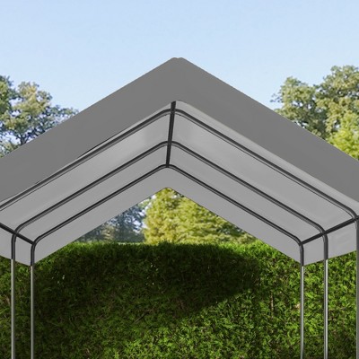 Dark Gray Polyethylene Carport Canopy Replacement Cover with Bungee Cords