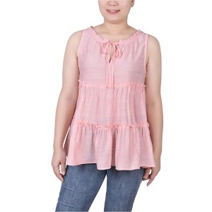 NY Collection Womens Tiered Sleeveless Blouse Top, pink, PXL - 1 of 1