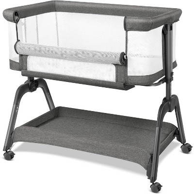 MYKKO Baby Bassinet, Bedside Bassinet for Baby with Four-Sided Breathable Mesh & Soft Mattress, Adjustable Bedside Sleeper