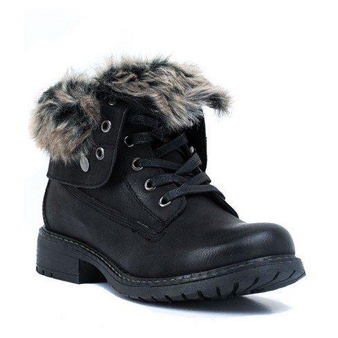 Black combat sale boots with fur