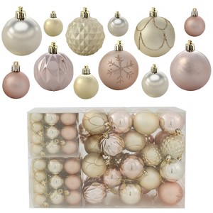 Sunnydaze Winter Wonderland Indoor Christmas Holiday Tree Shatterproof Bulb Ornaments with String - 100pc - 1 of 4